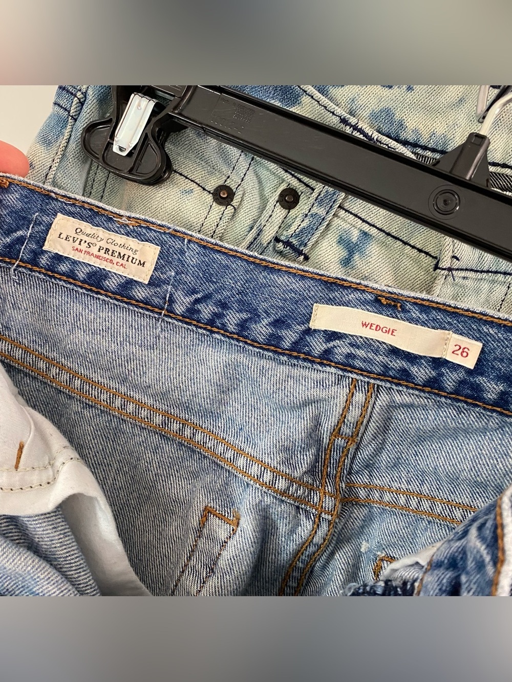 Levi’s Wedgie Premium Custom Jeans Waist 26 Womens Size 2 XS Levis Upcycled OOAK - Picture 5 of 16